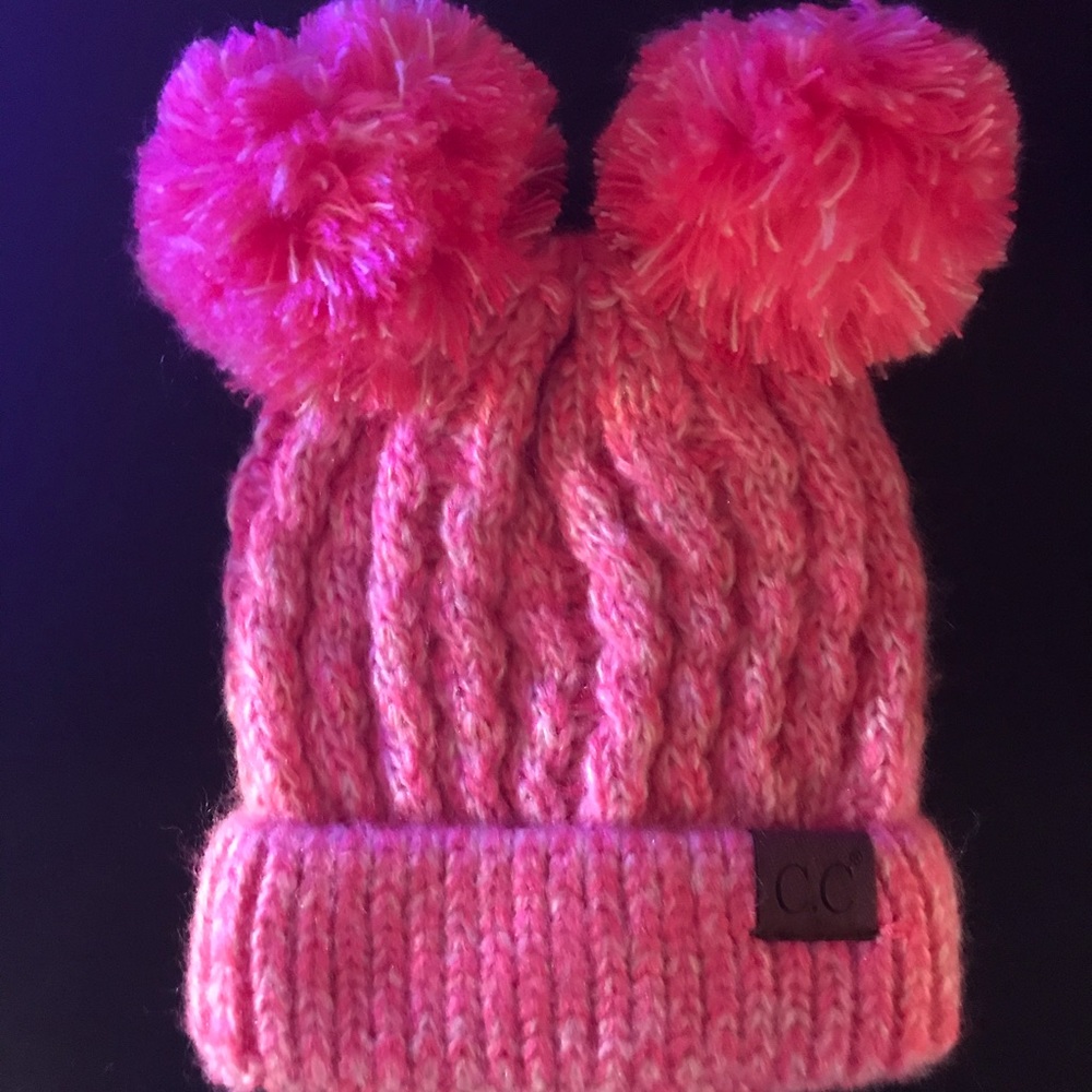 C.C. Double Pom PINK Beanie